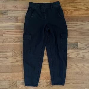 Aritzia Wilfred Free Womens 10 Modern Cargo Pant High Waisted Black Button-Fly